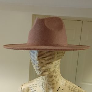 Brown wide brim felt fedora